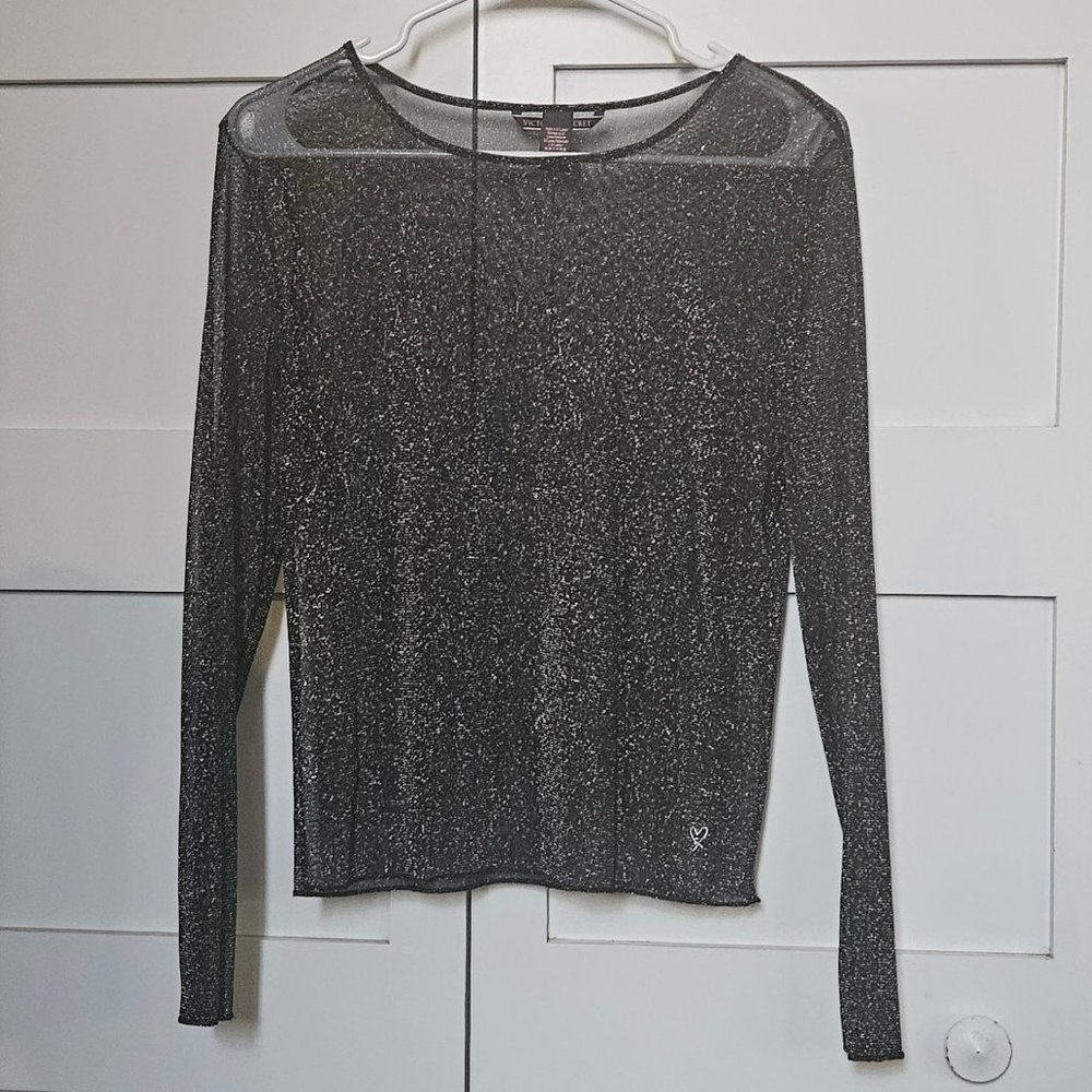 Victoria's Secret Sheer Metallic Top Shirt Blouse Size XS/S